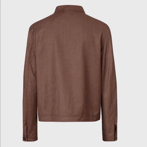 AllSaints Arlo Wool Blend Mini Check Jacket, Tan - Picture 4 of 8